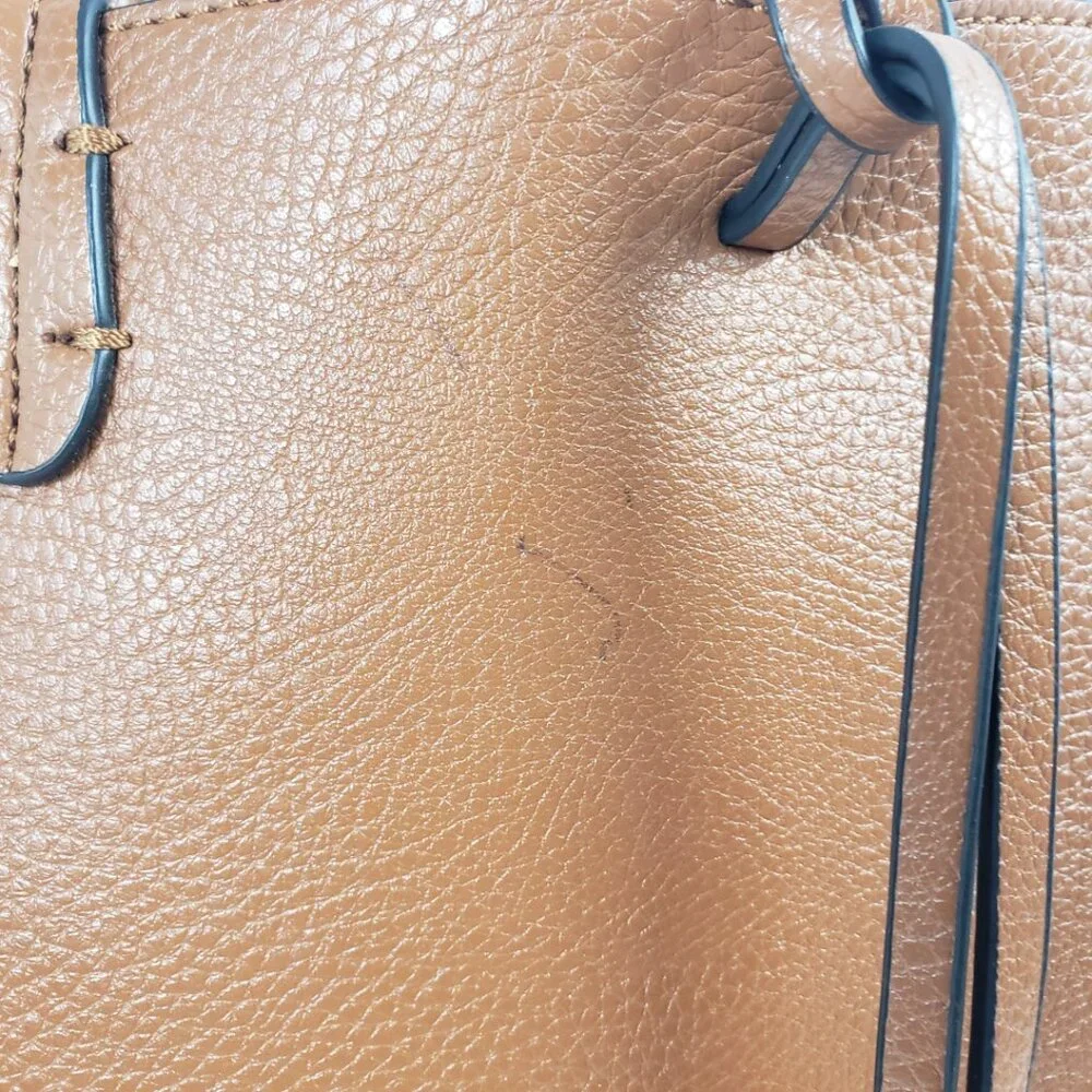 Kris Ana Reversible Handbag Camel Tan Red Key Ring Tote Bucket Purse